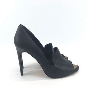 BCBG Max Azria Black Leather Peep-Toe High Heel Shoes - Size 8